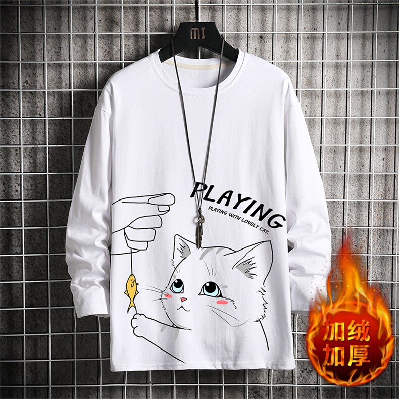 TX3129正-P25加绒P35 纯长袖t恤男大码圆领打底衫体恤上衣服图片