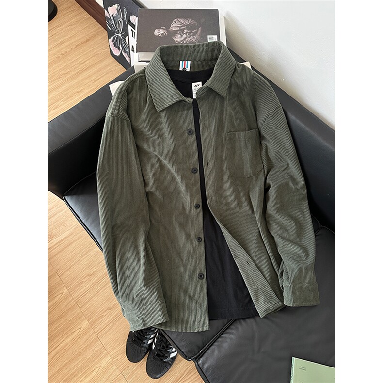 320G厚实灯芯绒衬衫男秋冬款休闲宽松复古长袖衬衣CS027-P35图片