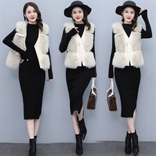 芷墨2021新款冬季时尚拼接短款皮草马甲气质韩版保暖无袖洋气坎肩，女装皮草，芷墨服饰