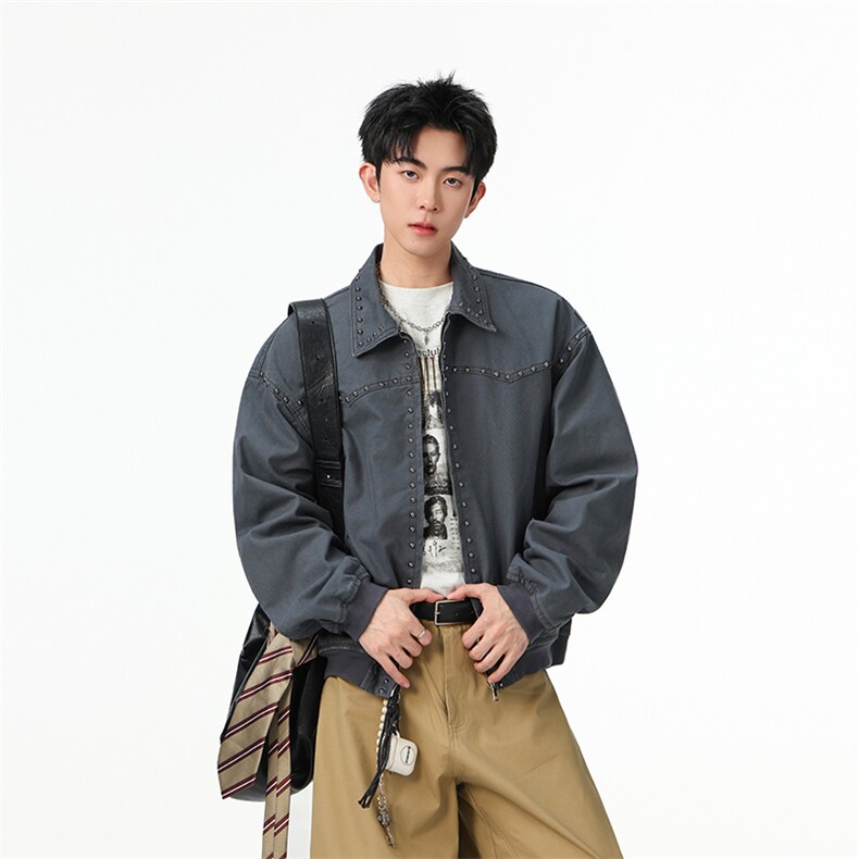 水洗牛仔外套男款春美式痞帅上衣服宽松休闲工装夹克JK1331-P108,男装工装外套,星座1103-3