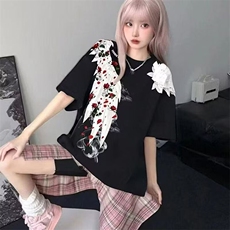 潮ins短袖潮牌t恤男宽松嘻哈欧美街头潮流五分情侣半截袖上衣潮，男装T恤，星座506A