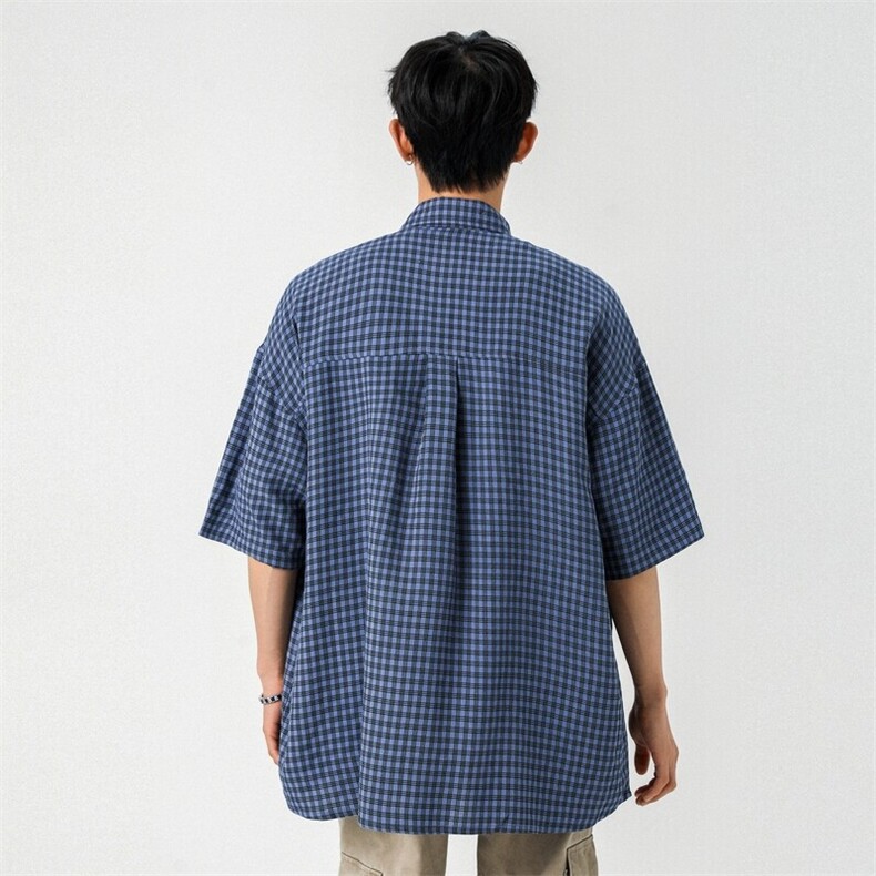夏季新款格子衬衫男款百搭宽松休闲衬衣短袖上衣A406C5325特P43,男装衬衫,星座309（原A406）