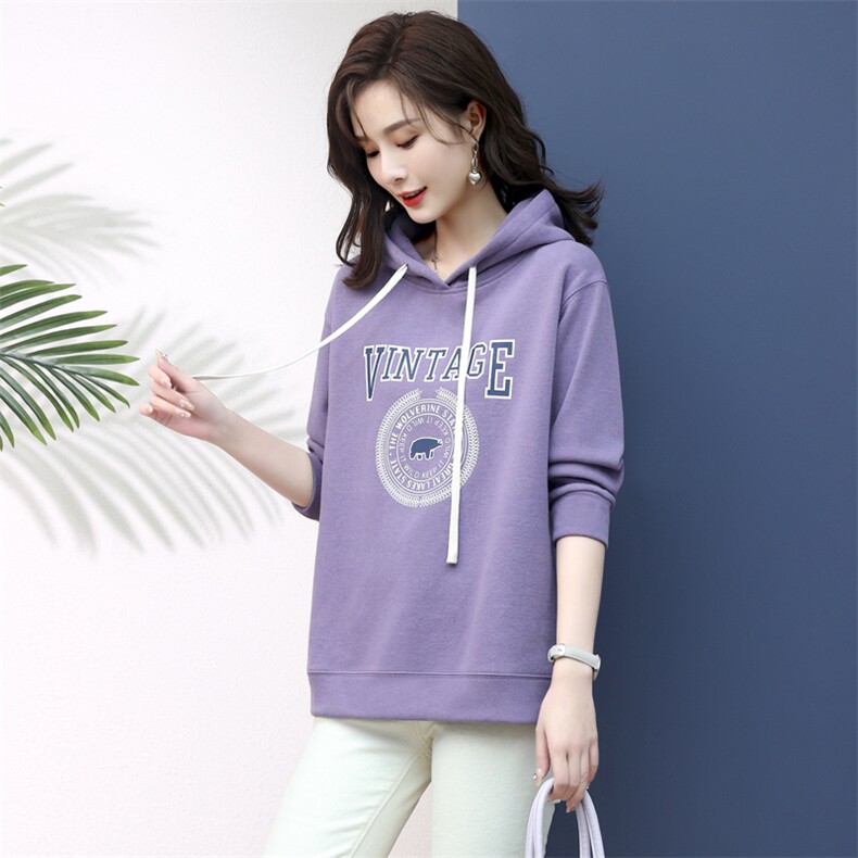 2022年秋季新款字母卫衣女连帽韩版宽松显瘦上衣服女棉,女装卫衣/绒衫,简韵佳