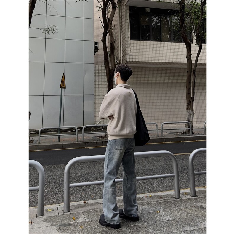 POLO领卫衣男女同款春秋季长袖重磅宽松翻领复古日系休闲套头衫潮,男装Polo衫,星座506A