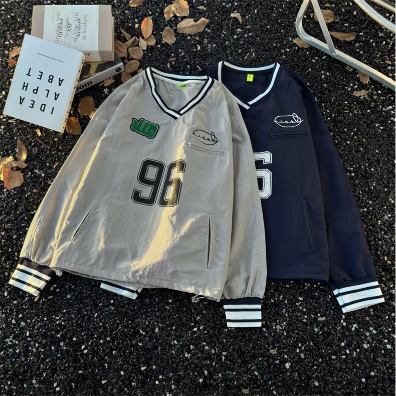 简约长袖V领球服美式卫衣新款百搭潮流ins气质日系慵ST701-P41,男装T恤,星座412-3