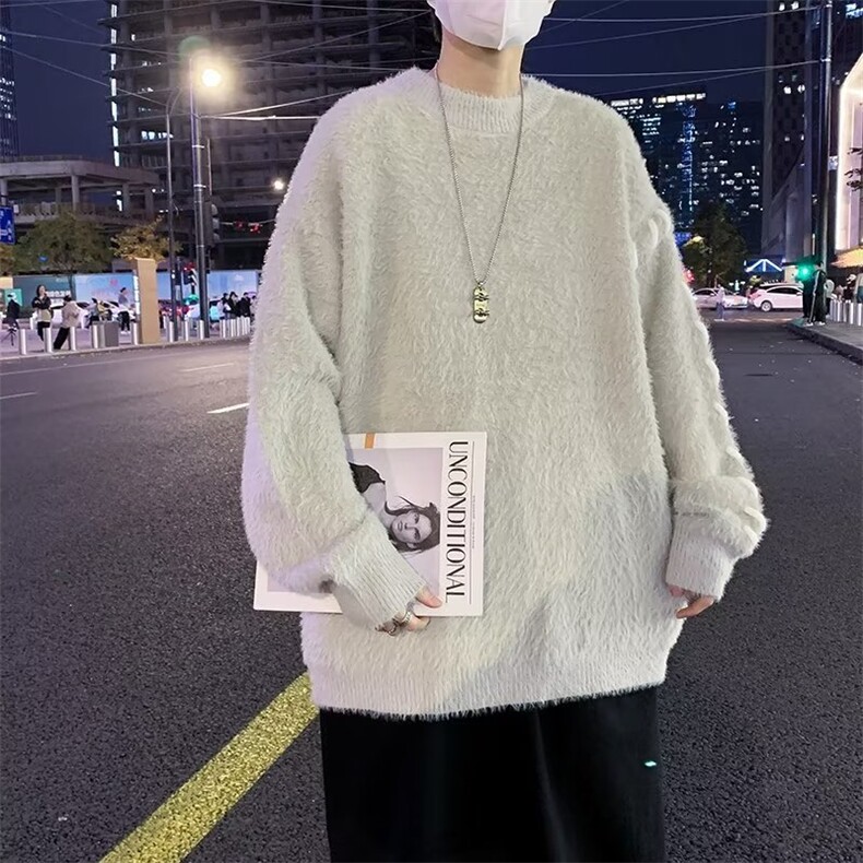 毛衣男冬季潮牌设计感圆领毛衫保暖青少年仿水貂毛M239P58,男装针织衫/毛衣,星座1116-2