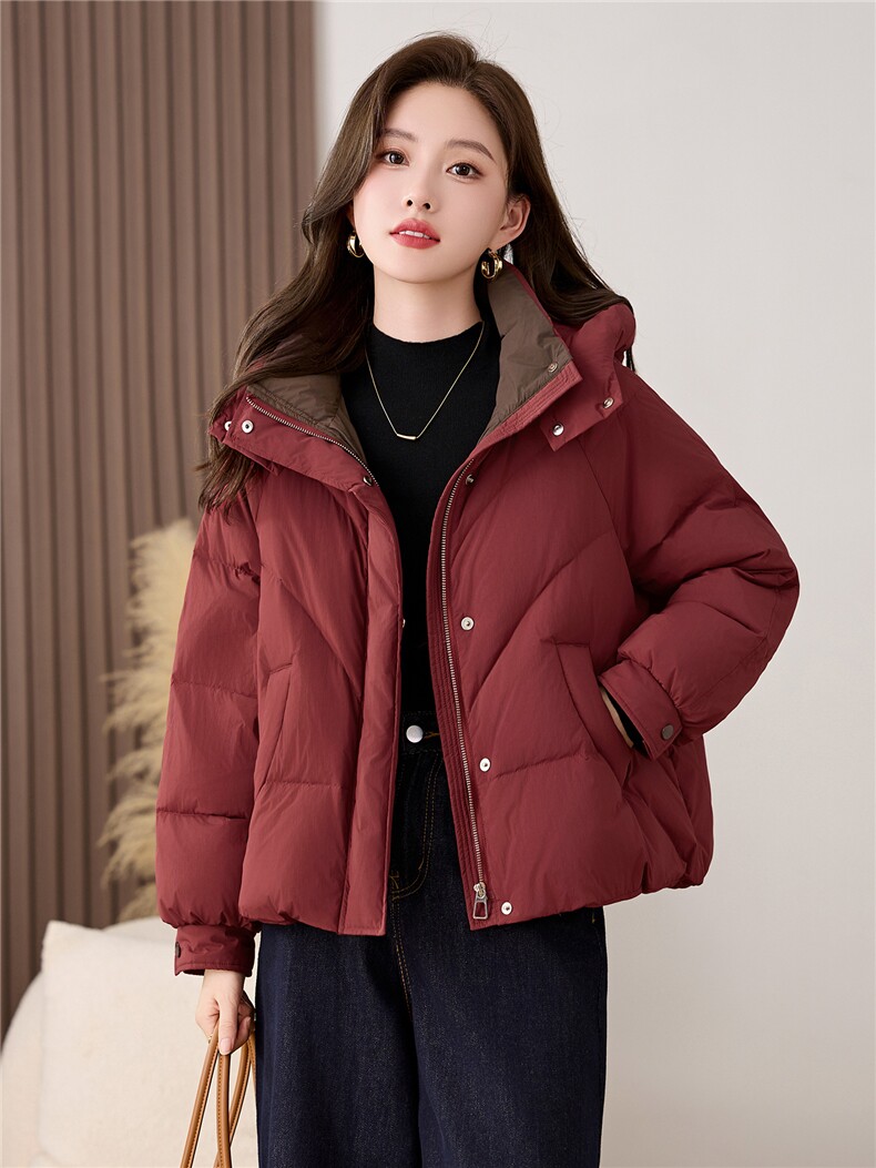 时尚气质连帽短款羽绒衣女2026年冬季新款保暖外套90%白鸭绒,女装羽绒服,姿衣坊