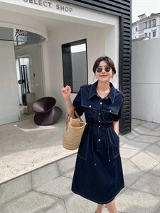 夏季薄款牛仔连衣裙图片