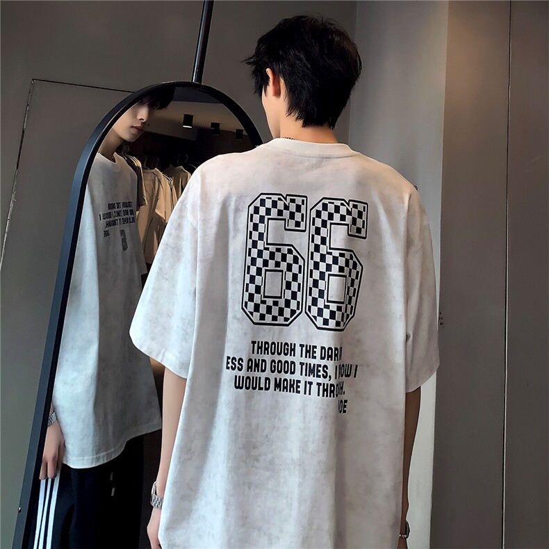 2026新品美式街头重磅T恤潮牌两面字母印花蜡染短袖T801-P330图片