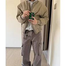 复古卡其色双拉链飞行服夹克男女春秋休闲短款外套上衣JTT90，男装夹克，星座1116A（原606A-3）