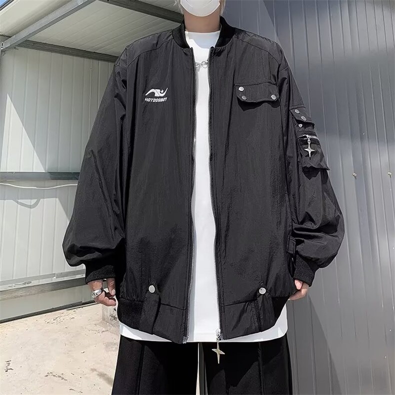 美式潮牌高街设计感夹克外套男女宽松复古情侣棒球服HJ659-p65,男装夹克,星座1008