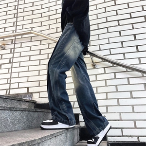 美式复古拼接男春秋水洗做旧宽松阔腿直筒潮牌裤A068-KXSK94-TP60图片