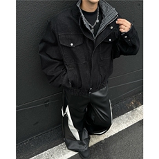 秋季复古水洗做旧工设计感假两件高级感牛仔外套夹克-NC8648，男装工装外套，星座1002-2
