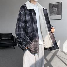 M-8XL格子羊羔毛棉服冬季大码小香风加绒外套加厚棉衣MF7001/P138，男装棉衣，电商B238