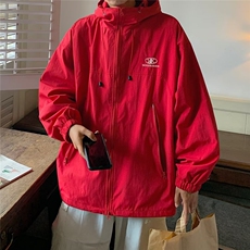 复古红色连帽冲锋衣女2023春秋情侣款宽松户外小个子外套JK077，男装夹克，星座1116A-1（原606A）