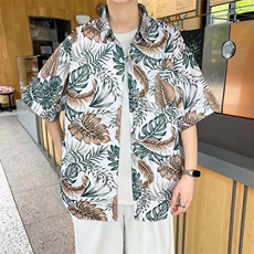 夏季男士印花短袖衬衫四面弹个性衬衣外套，男装衬衫，星座1013