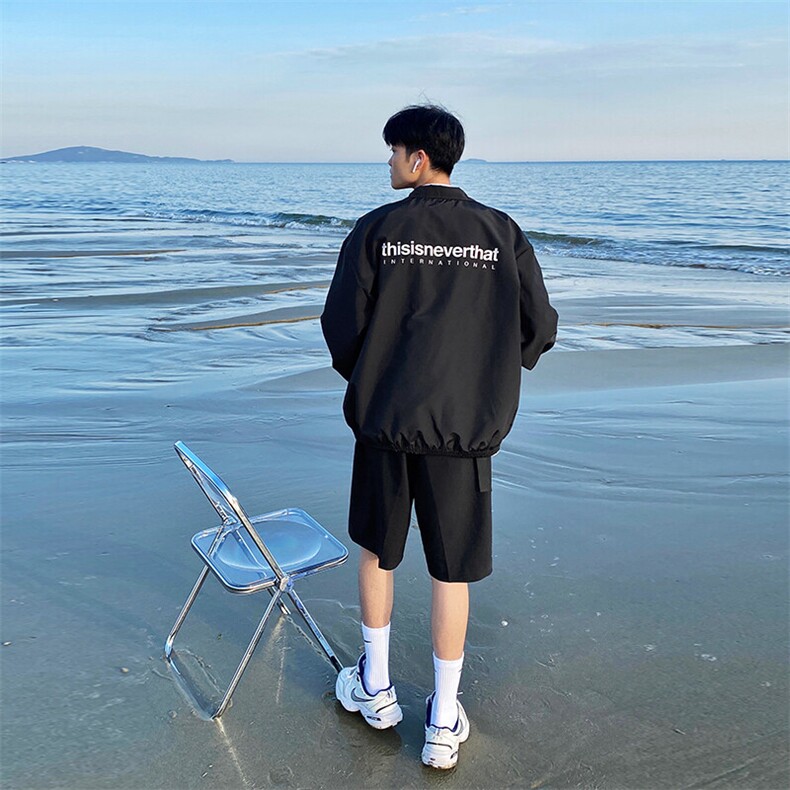 现货夏冰丝高级感西装五分短裤男设计感扣子薄款休闲西裤K502-P35图片