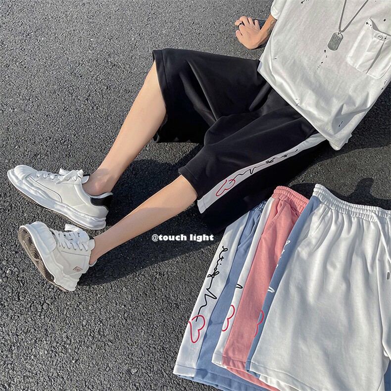 夏季条纹拼接短裤 宽松直筒五分裤DK619 XZ1004-1 P28 控38图片