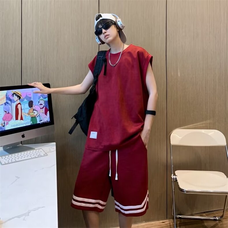 2024夏季新款男士主推短袖两件套休闲运动短裤套装TZ9088-P54,男装牛仔裤,星座1109-3