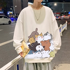 S6162-P28加绒款-P33秋季圆领卫衣男大码韩版宽松长袖外套，男装卫衣，电商A040