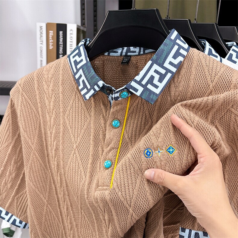 直播男士短袖下摆开叉凉感透气不起球刺绣潮牌休闲男,男装T恤,钱塘6003（原4033）