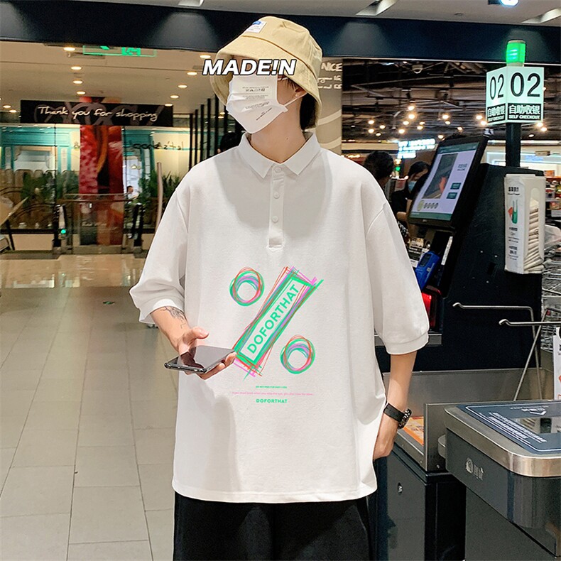 PL57171-P35 翻领短袖polo衫男大码胖子半袖t恤男有领保罗衫 模特图片