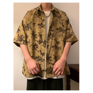 新款复古碎花短袖衬衫男女设计感小众百搭衬衣夏季外套潮CS79-P32图片