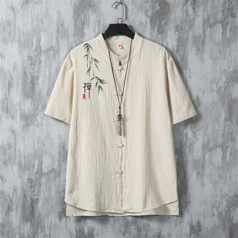 男士衬衫短袖衬衣半袖印花立领唐装风 XZ1512-2408-P30图片