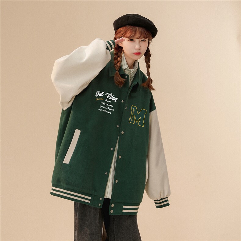 中性风23春季新款港风潮流字母翻领棒球服夹克外套G607P85控108,男装夹克,A247A