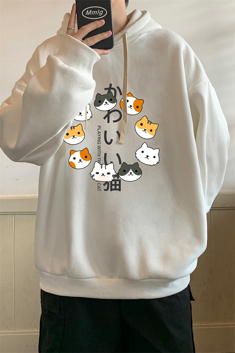 纯棉连帽卫衣男大码运动帽衫宽松薄WY2215-P35加绒款-P40,男装卫衣,电商A040