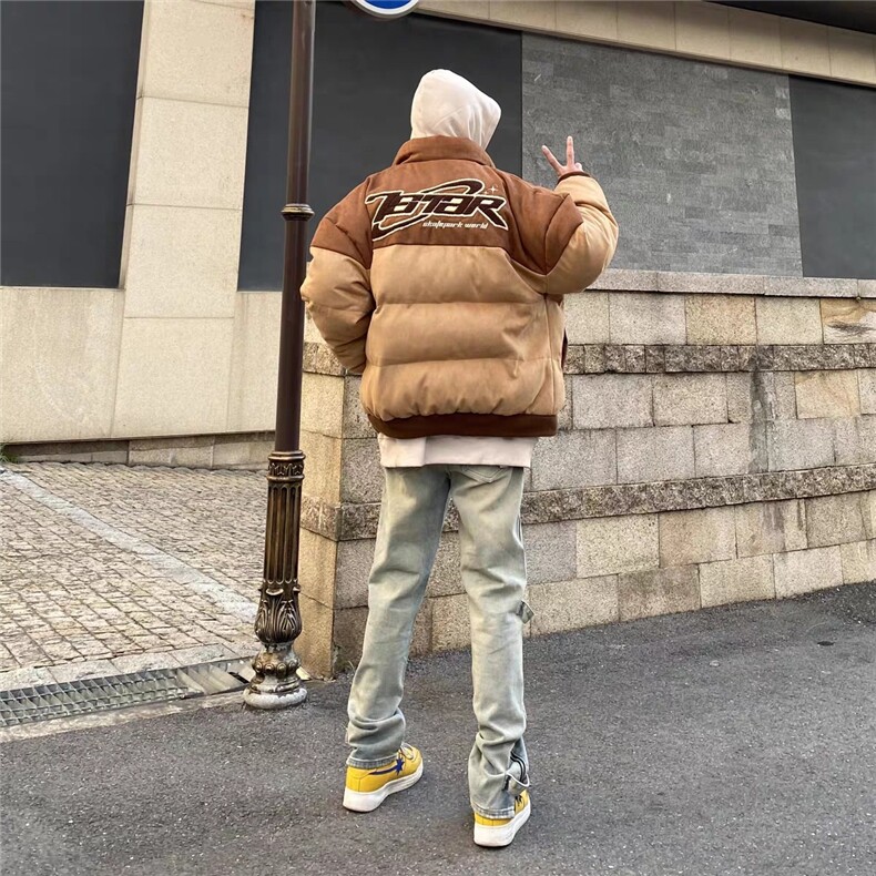 高街排扣黄泥牛仔裤侧拉链男美式潮牌宽松直筒水洗开叉长裤,男装牛仔裤,星座506A
