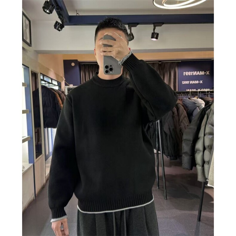 网图慎用B216MY5166特P65加厚不加绒卷边毛衣高克重700g,男装针织衫/毛衣,电商B216（原B302）