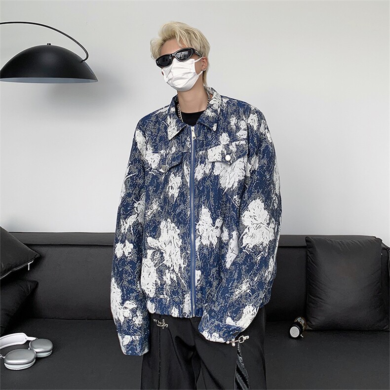 秋季复古设计感满印夹克衫男潮ins痞帅小众设计感外套GJ8535-p60,男装夹克,星座1008