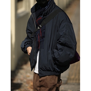 冬季短款工装棉服男女日系潮流廓形立领夹棉飞行夹克外套 M2223图片