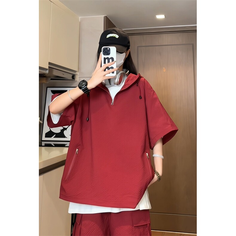 量大优供视频泡泡纱夏款连帽短袖t恤男CP73-特p35,男装T恤,电商B371