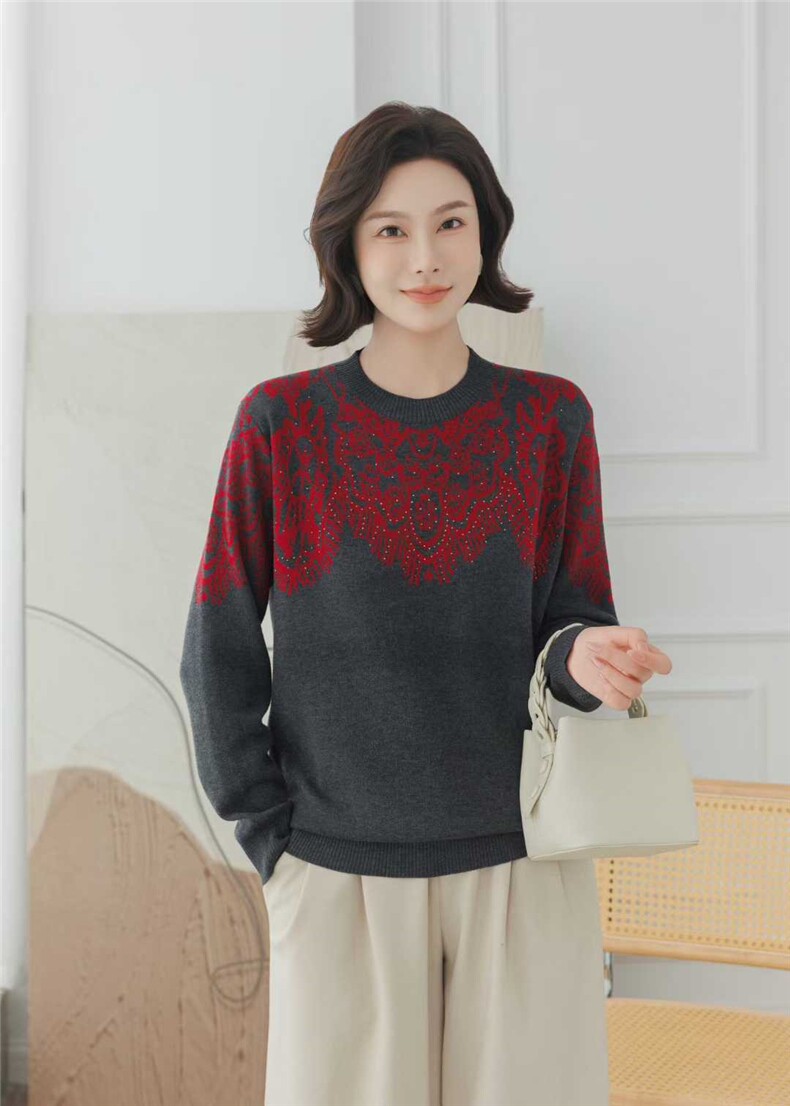 2025年秋季长袖长袖单件时尚百搭圆领，女装羊毛衫，斯尔特羊绒