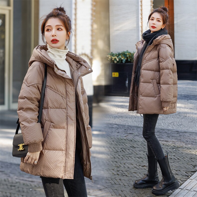 羽绒服女2022冬装新款女装韩版时尚中长款白鸭绒保暖外套，女装羽绒服，慧尚依恋
