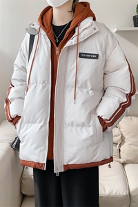 棉服男冬季新款港风宽松假两件连帽棉衣MF8587-特P78图片