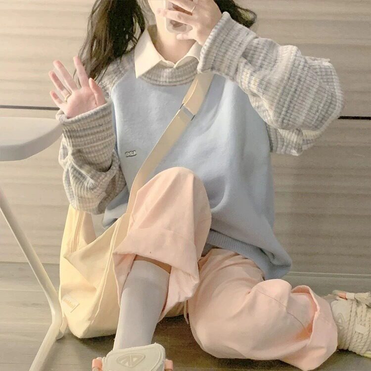 2025年新款休闲拼色毛衣时尚潮流舒适百搭撞色插肩袖毛衣,男装针织衫/毛衣,星座506A
