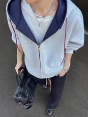 重磅拼色男女连帽卫衣特P58M-3XL，男装卫衣，电商B325