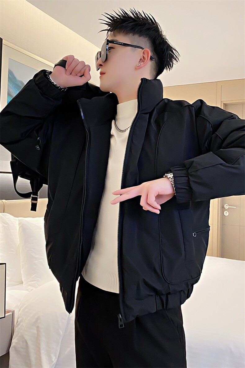 AY76/特P158控208冬季社会小伙高级设计师简约潮牌纯色棉服男咖首,男装棉衣,星座305B-1