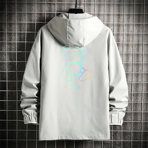 JK65139-P45 连帽夹克男大码胖子棒球服上衣外套 网格挂拍图片
