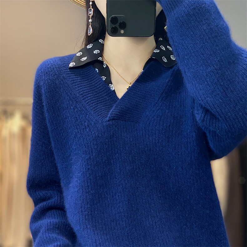 2025年秋季单件长袖时尚百搭通勤简约休闲套头,女装羊毛衫,贝美羊绒