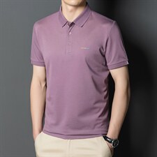 丝光棉短袖T恤男薄款POLO衫夏季新款中年男士商务休闲体恤衫男装图片
