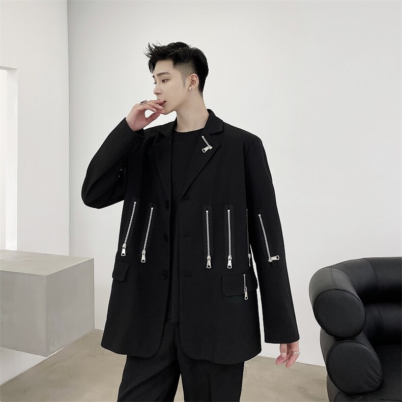 男西服外套走秀款拉链装饰设计款西装上衣潮A345-622-P135，男装西服套装，电商A345