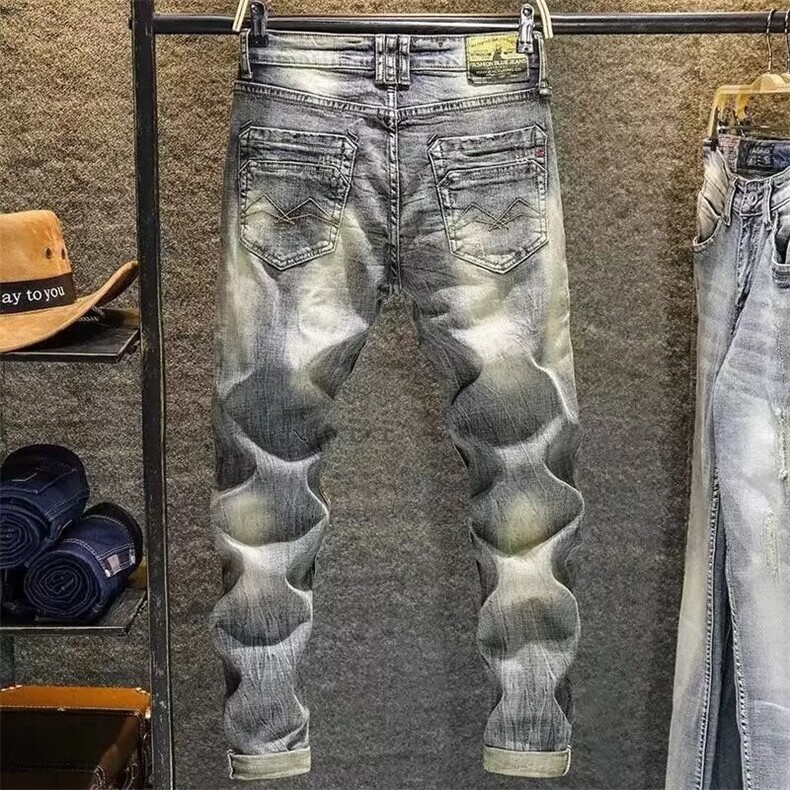 1506-1/KX451/P49个性修身牛仔裤嘻哈ins潮高街潮流痞帅长裤男款,男装牛仔裤,星座1506-1