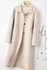 秋冬新款纯色大衣女中长款娃娃领羊毛双面呢大衣，女装双面呢大衣，佳恩服饰