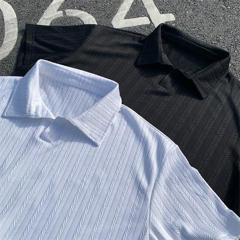 白色麦穗纹肌理感polo衫男款夏季高级感冰丝短袖T3687-特价P25,男装T恤,电商A007