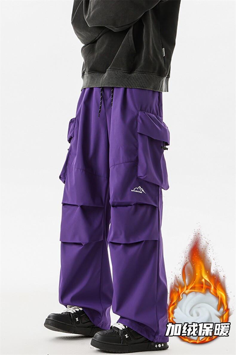 8XL-M美式机能加绒加厚冲锋裤男冬季宽松大码刺绣工装裤KZ020P50,男装工装外套,电商B312
