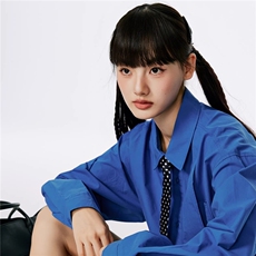 Burgenland蓝色纯棉长袖衬衫女秋季2026新款翻领衬衫薄款秋装外套，男装衬衫，星座1210-1